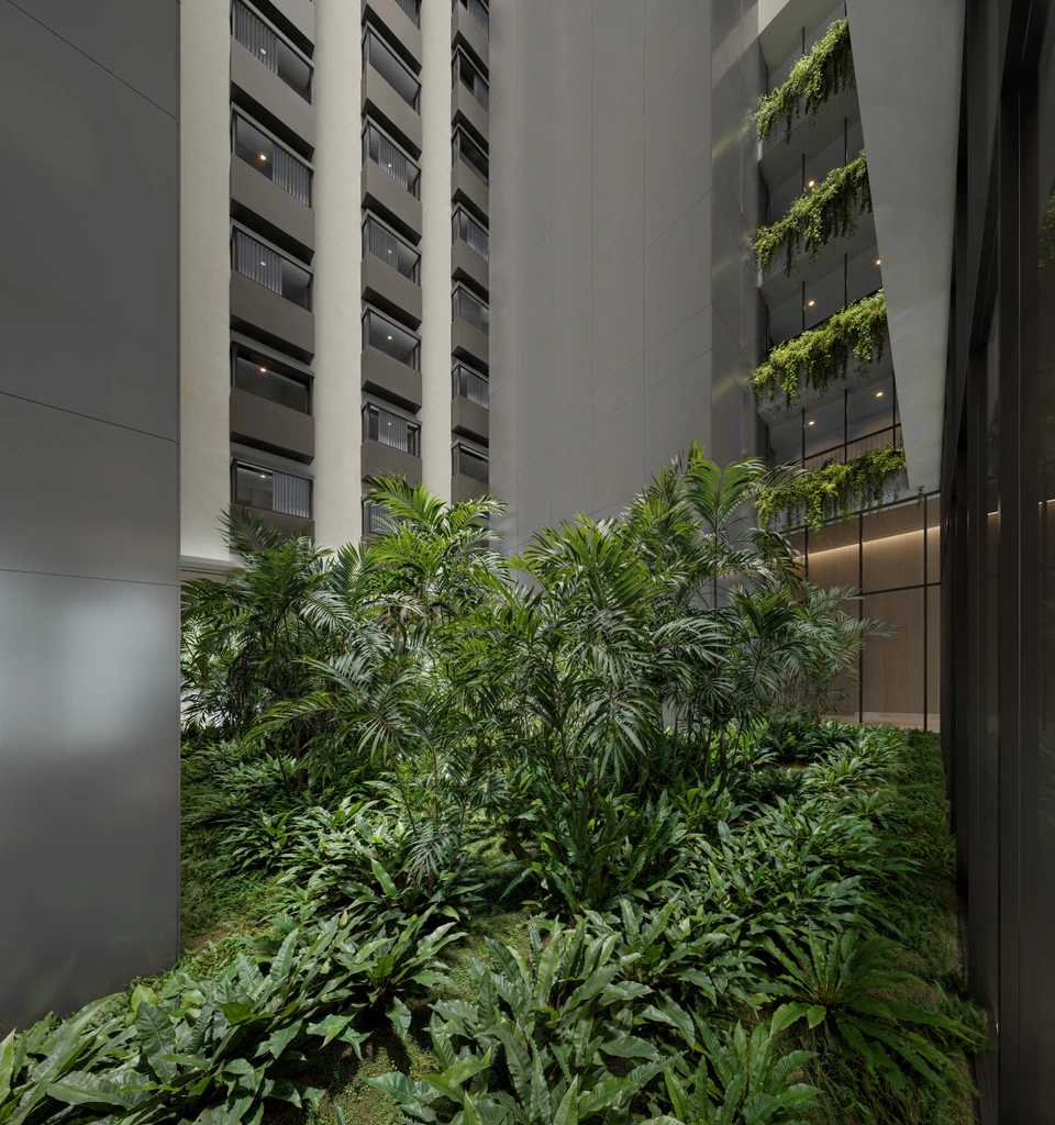 Render de Atrio jardín