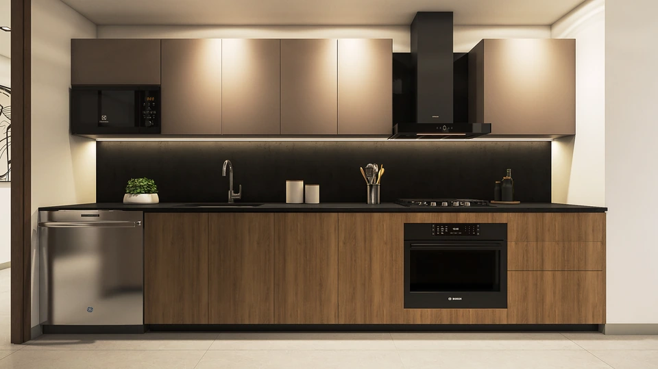 Render de Tipo B · Cocina · vista frontal