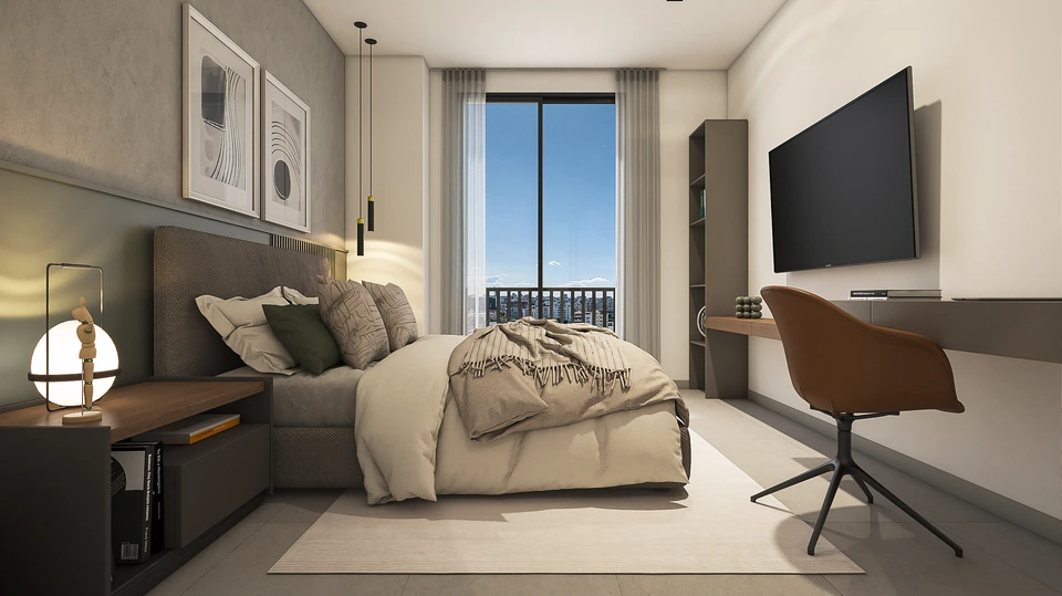 Render de Tipo B · Habitación secundaria 1