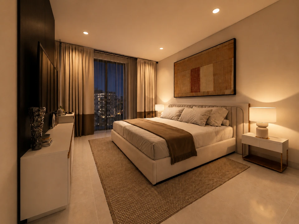 Render de Tipo B · Habitación de noche