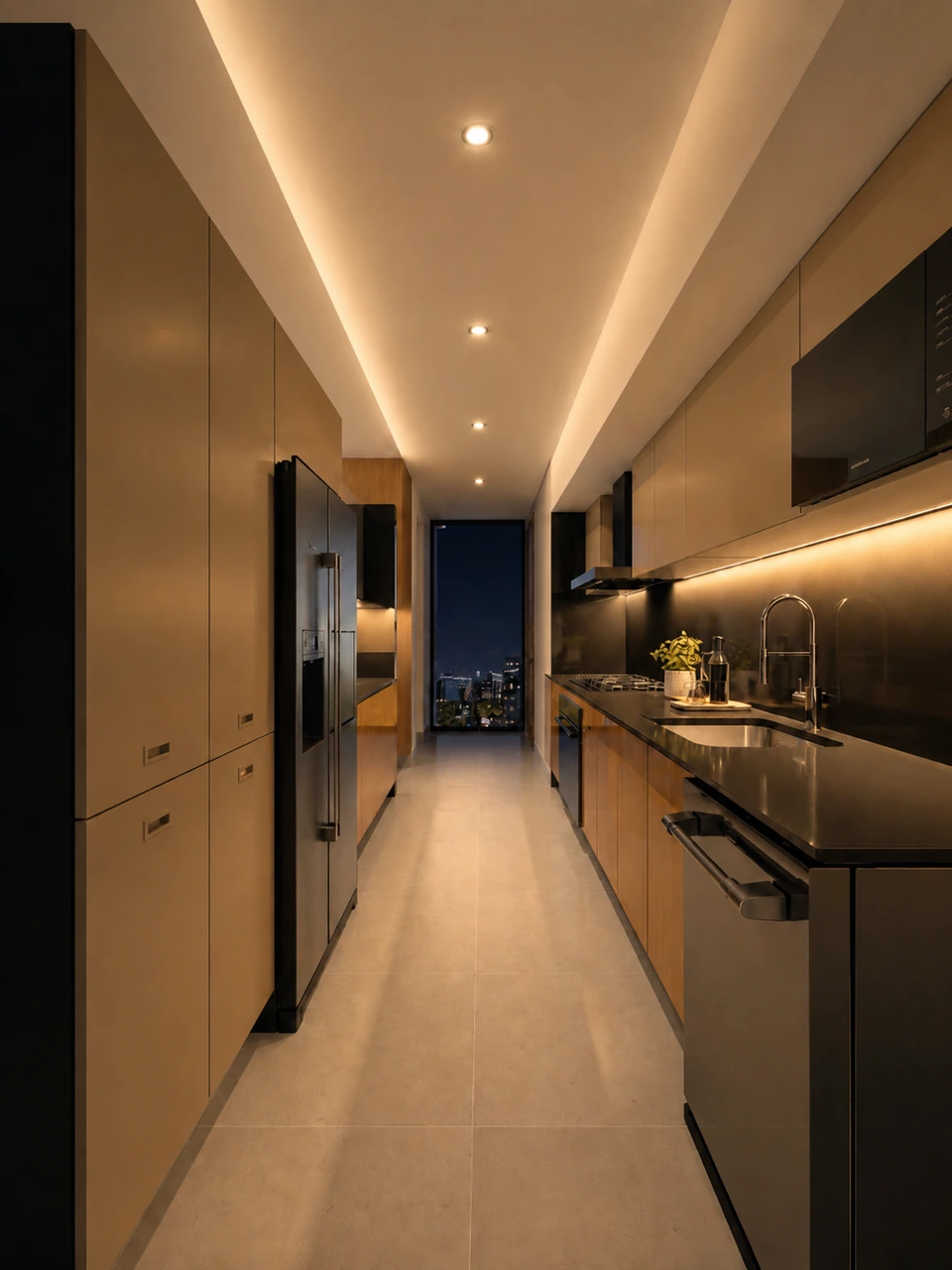 Render de Tipo B · Cocina de noche