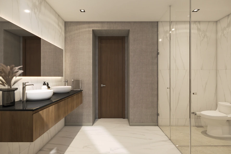 Render de Tipo C · Baño · vista de la ducha