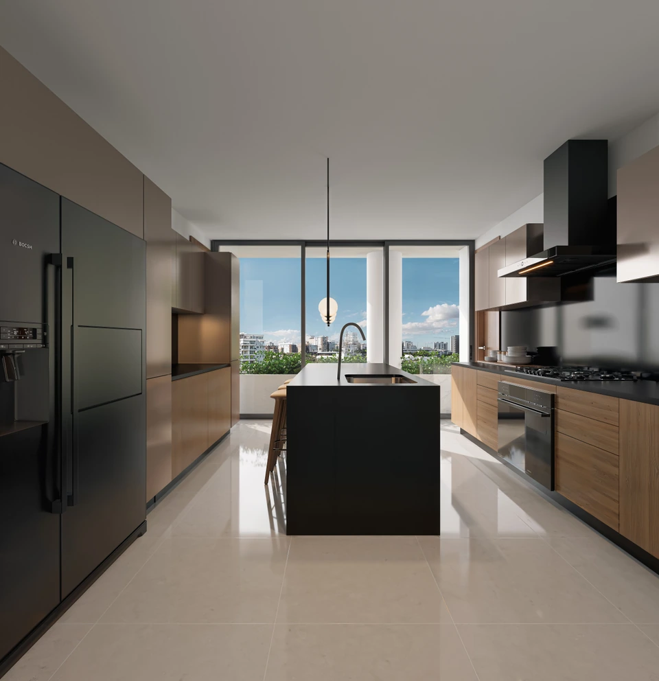 Render de Tipo C · Cocina con isla
