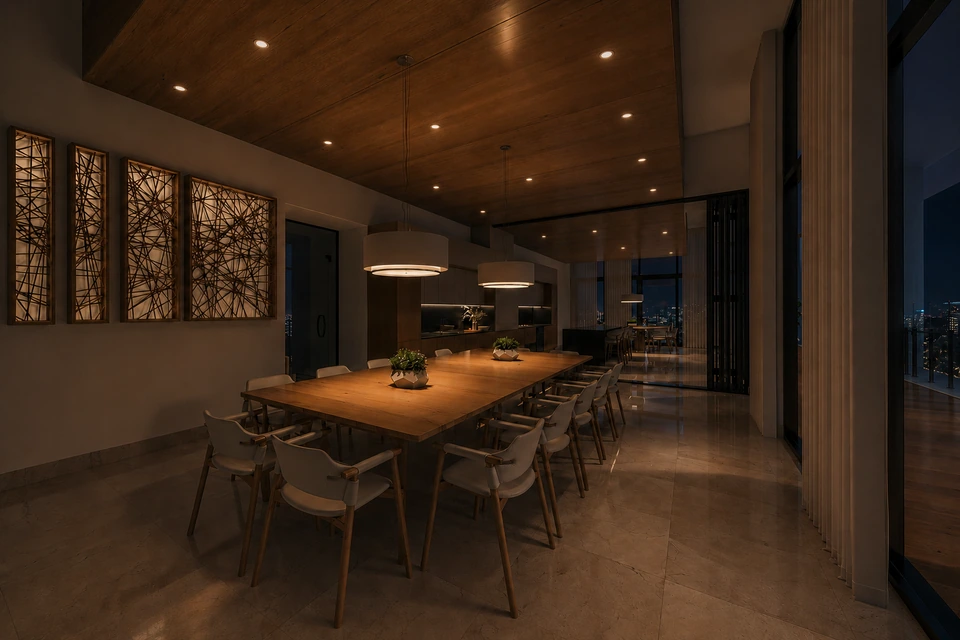 Render de Social Kitchen de noche